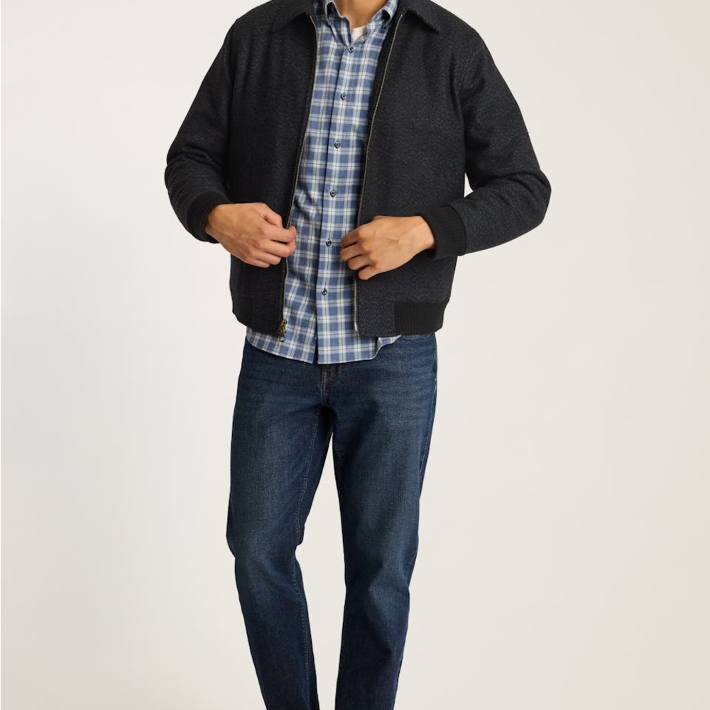 Bonobos Men’s Italian Wool Bomber Jacket - M (Navy/Black)